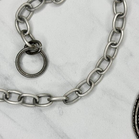 Womens Southwestern Concho Chain Link Belt Silver Tone Boho One Size OS ✨ - Picture 9 of 10
